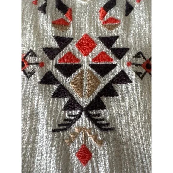 Miss Me Womens Large Beige Crochet Fringe Kimono BOHO Embroidered Details & Tass - Picture 7 of 7